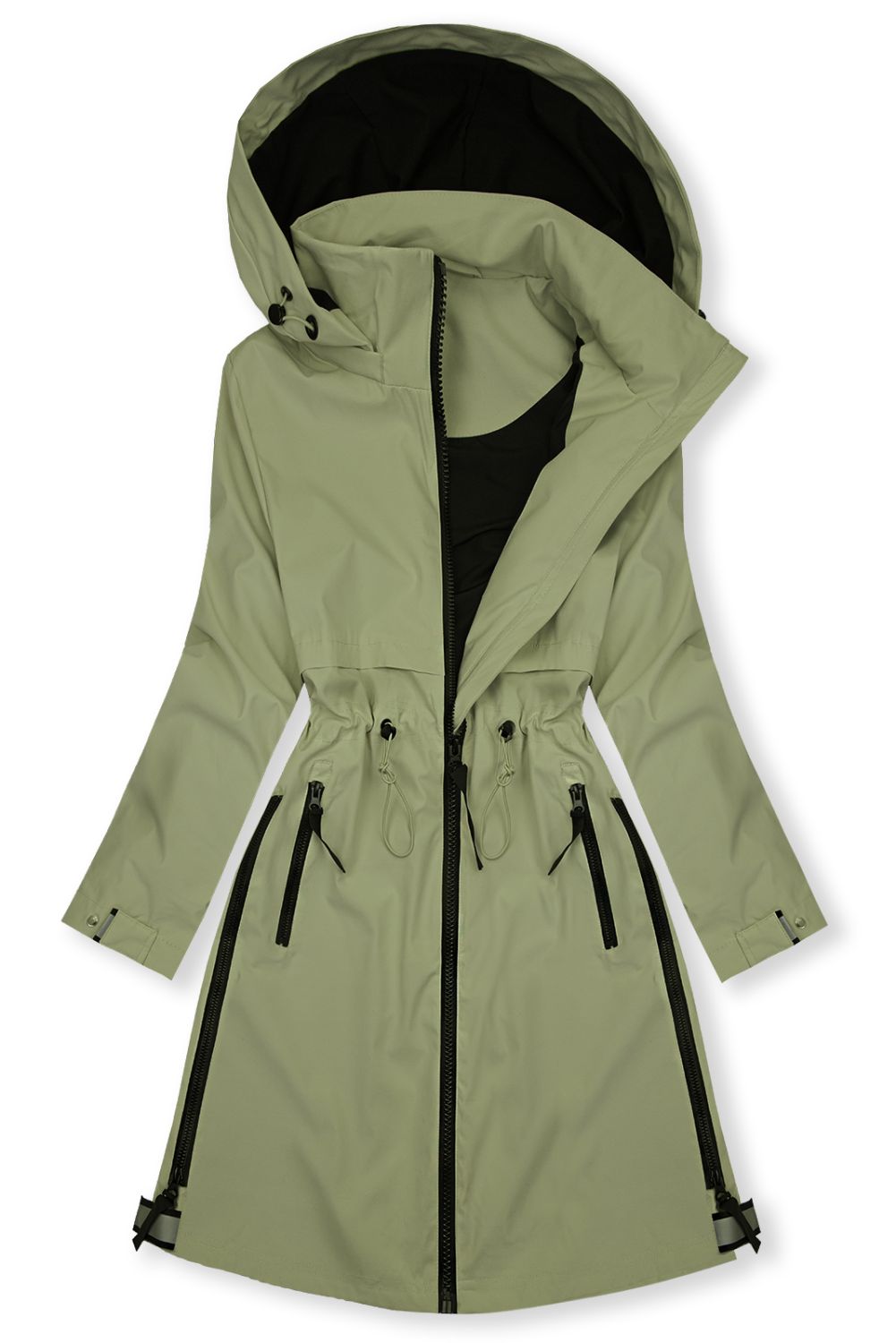 Ženska prehodna parka s snemljivo kapuco olivno zelena