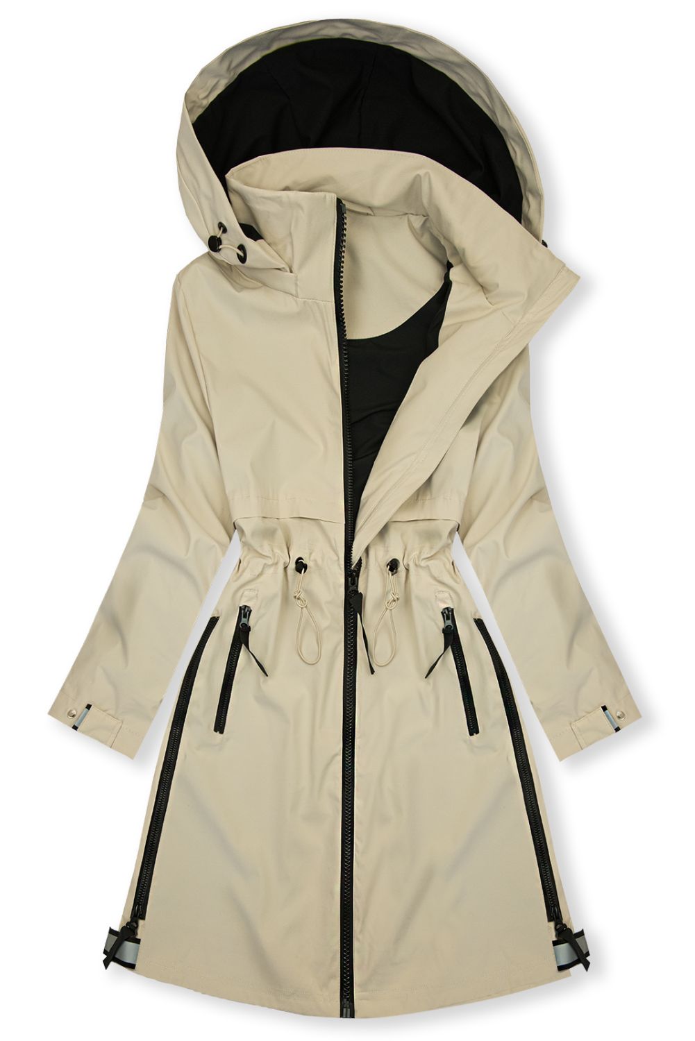 Ženska prehodna parka s snemljivo kapuco bež