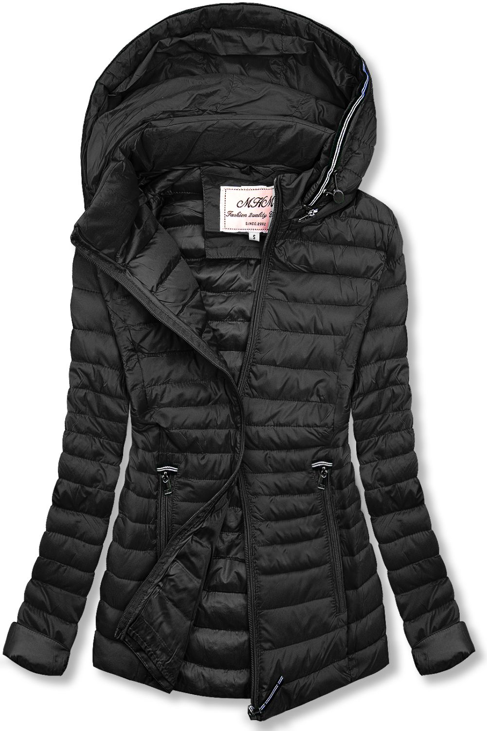 Črna prešita jakna za pomlad/jesen