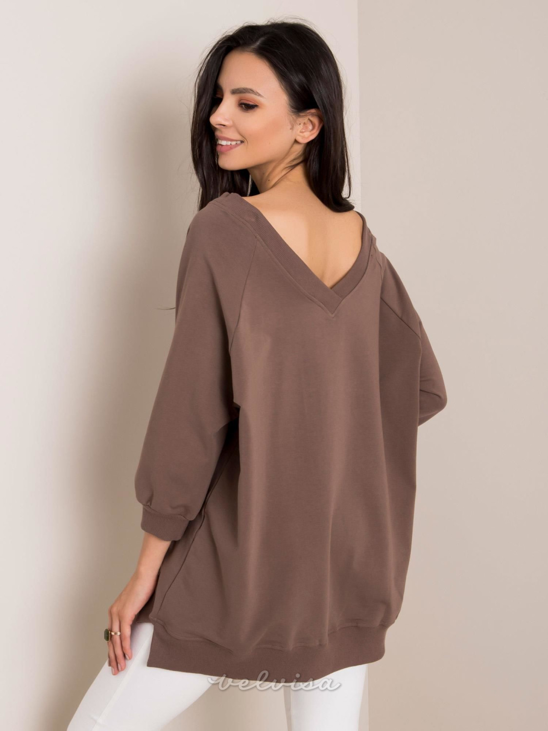 Jasno rjava oversize mikina RUE PARIS