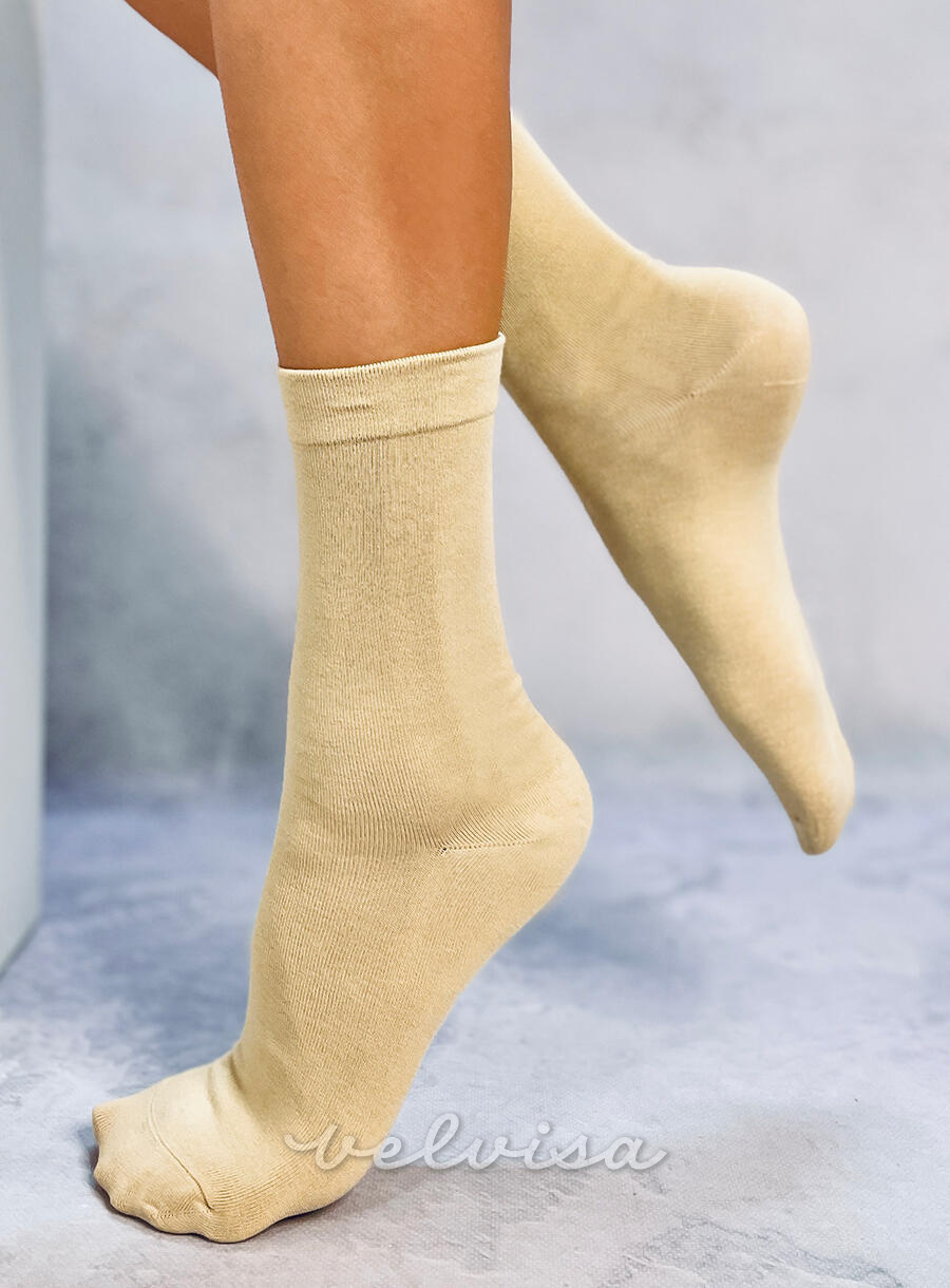 Gladke višje ženske nogavice svetlo rumene