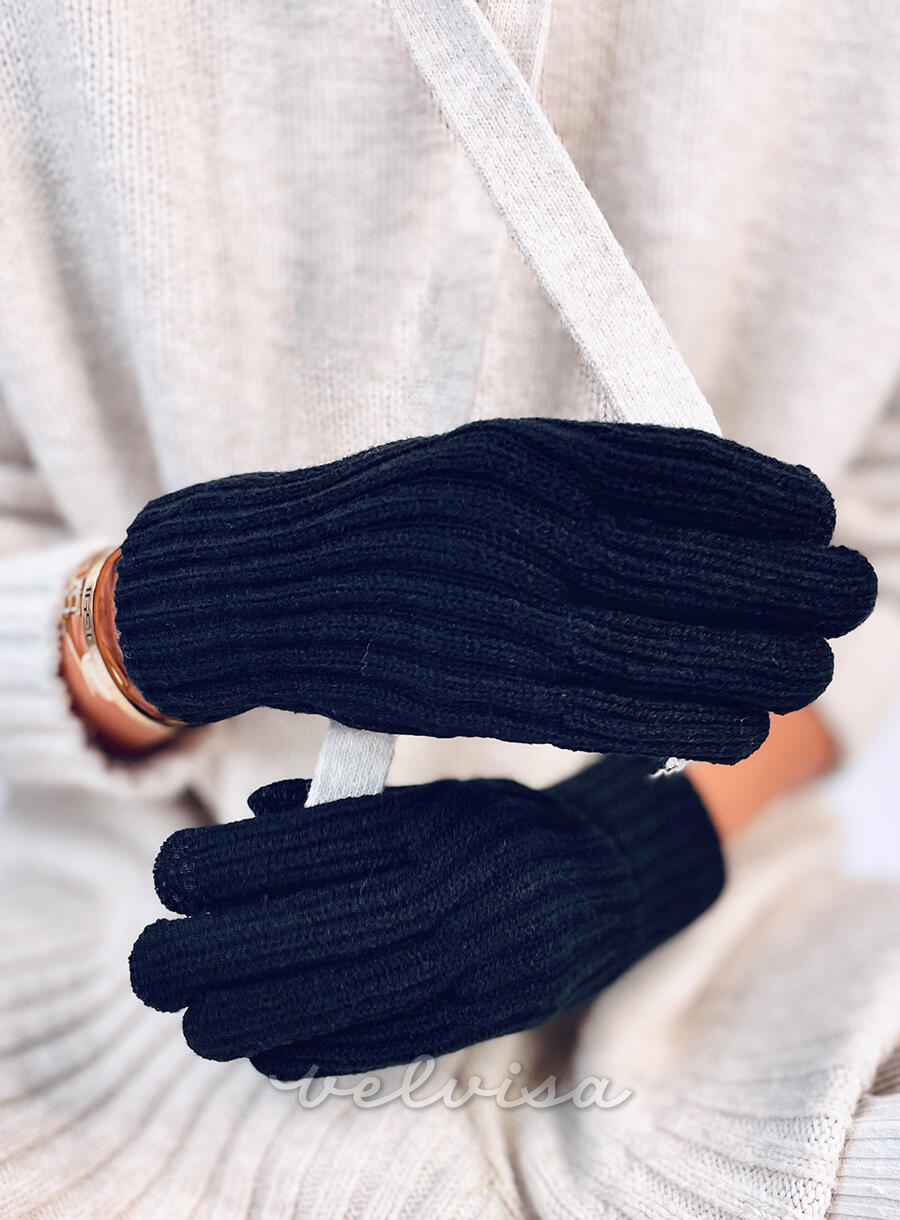 Tople ženske rokavice črne