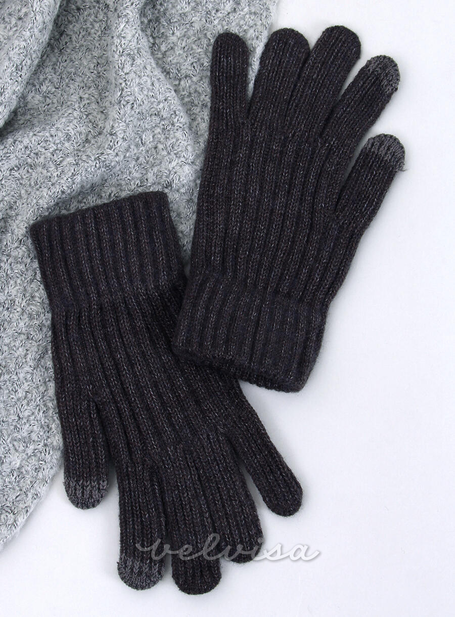 Tople ženske rokavice temno sive