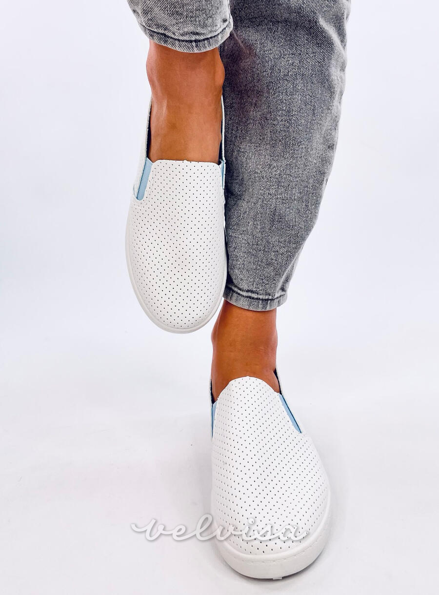 Perforirane slip-on teniske bele/modre