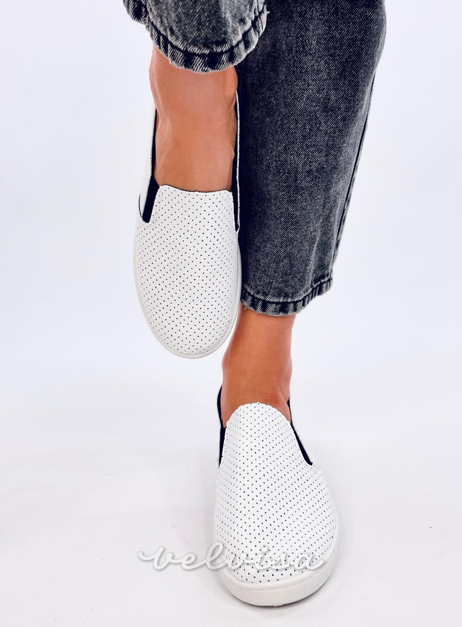 Perforirane slip-on teniske bele/črne