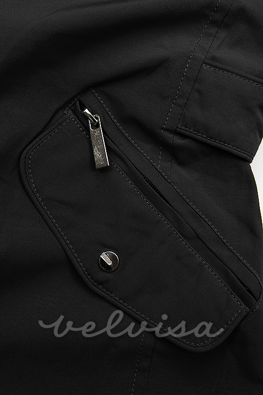 Obojestranska jakna z elastiko v pasu črna