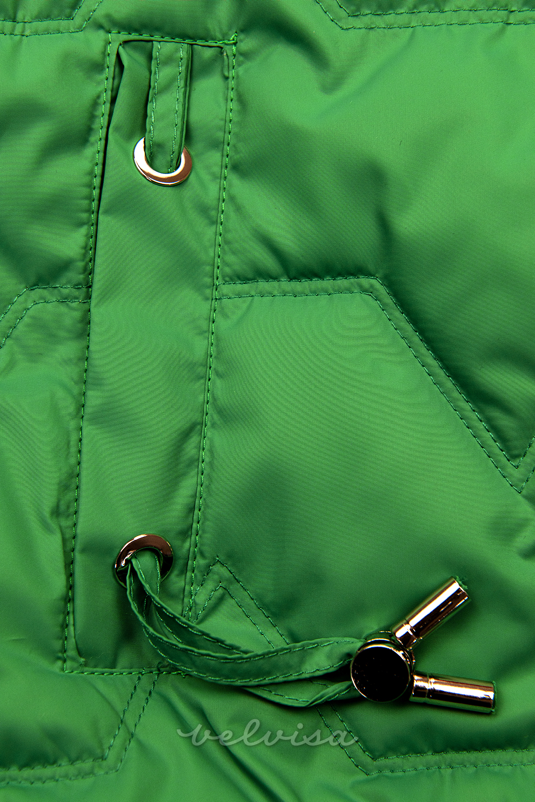 Zelena prehodna jakna s karirasto obrobo