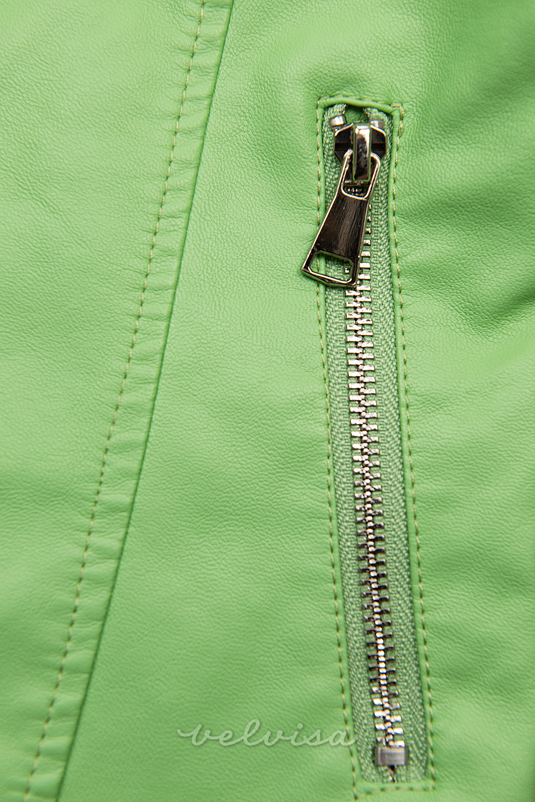 Svetlo zelena basic jakna iz umetnega usnja