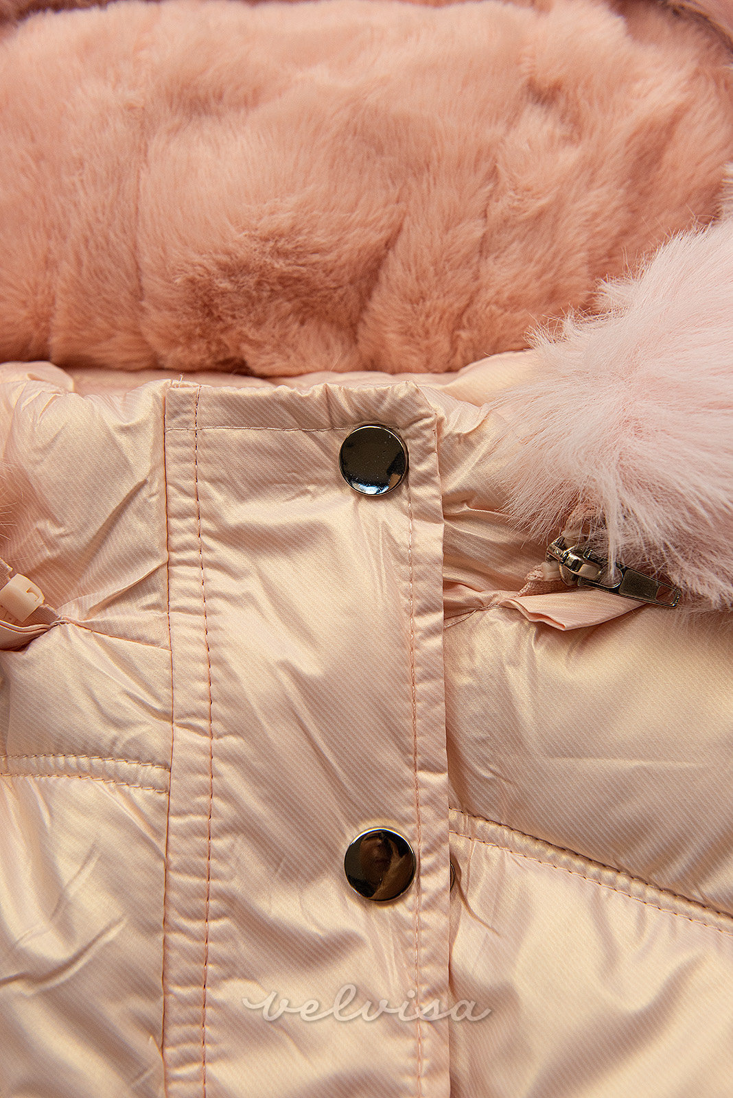 Zimska jakna s krznom rožnata