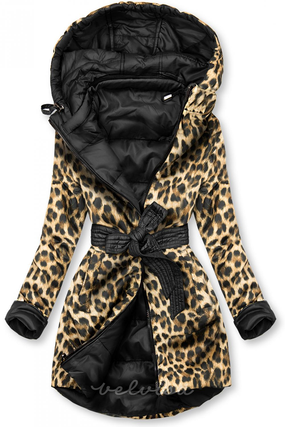 Obojestranska jakna črna/leopardja