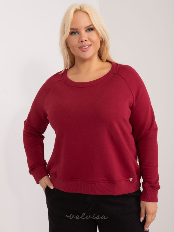 Bordo plus size pulover brez kapuce