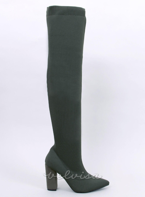 Zeleni visoki škornji z elastičnim zgornjim delom