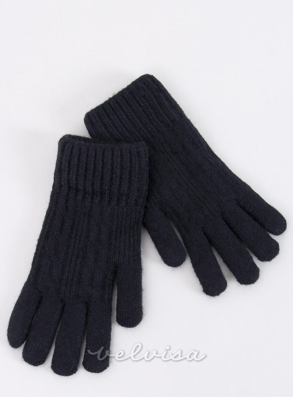 Rokavice s pletenim vzorcem črne