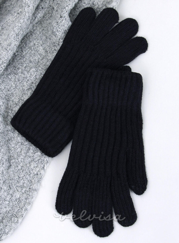 Tople ženske rokavice črne