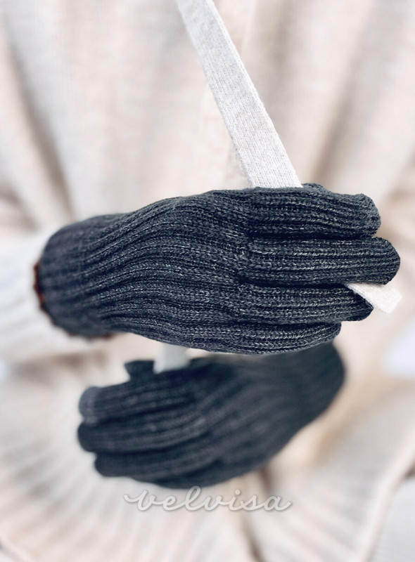 Tople ženske rokavice temno sive