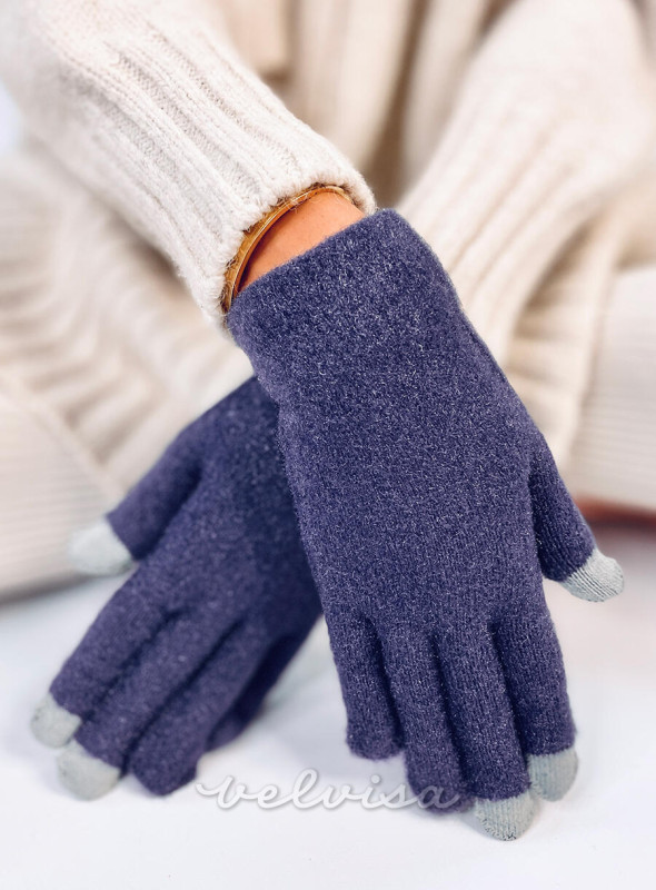 Ženske basic rokavice temno modre