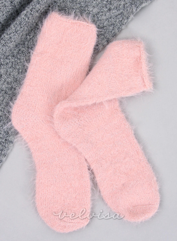 Ženske tople nogavice bež/bele/rožnate