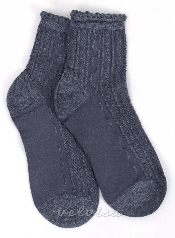 Temno sive ženske nogavice z volančki