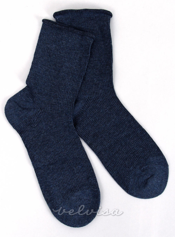 Temno modre ženske nogavice brez vzorca