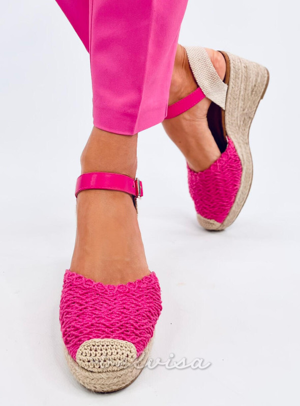 Sandali - espadrile s klinasto peto rožnati