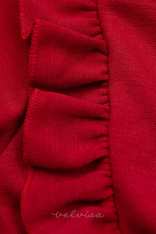 Rdeča obleka s plisiranim krilom