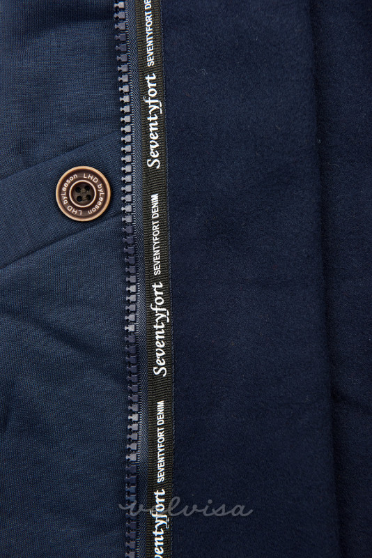 Temno modra jopica s kapuco z vzorcem