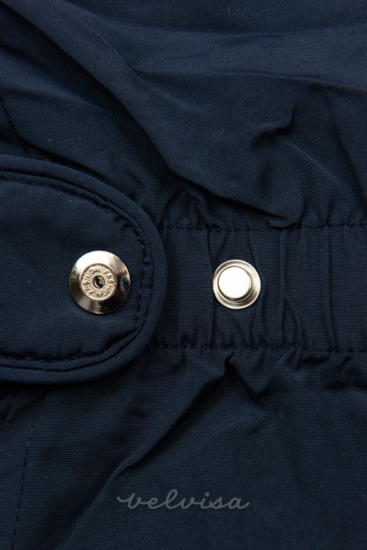 Obojestranska jakna z elastiko v pasu temno modra/modra