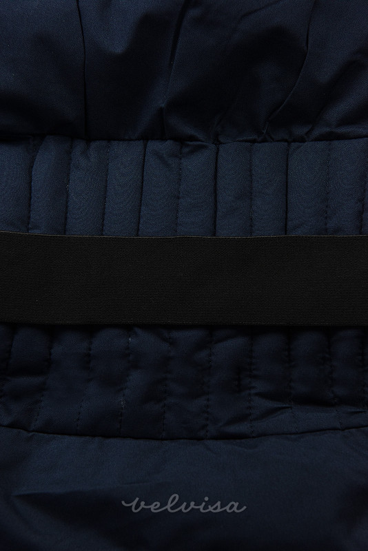 Temno modra zimska jakna s pasom
