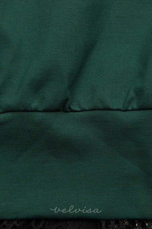 Zelena obleka za prosti čas s čipko