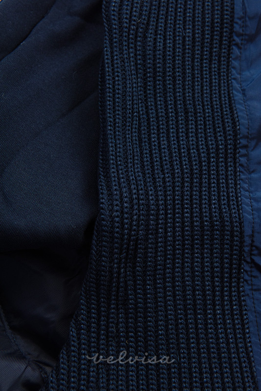 Temno modra podložena jopica s kapuco