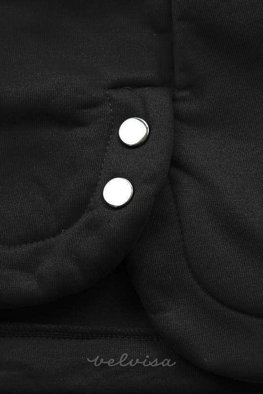 Črna jopica s sivo pleteno kapuco