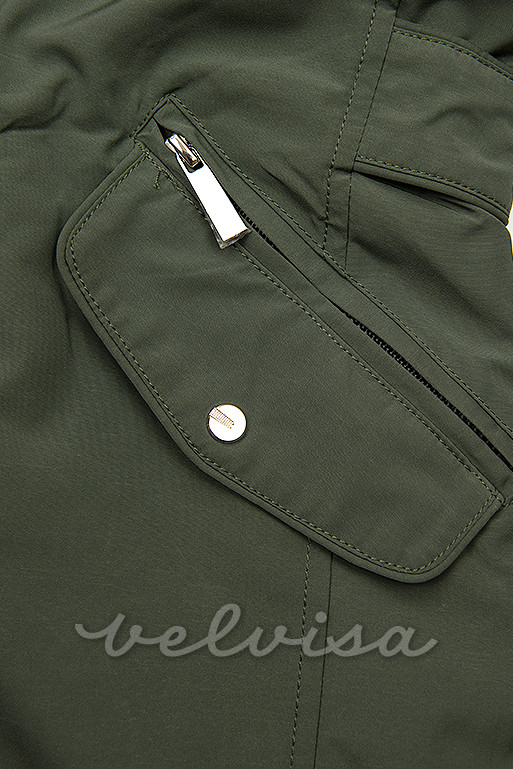 Obojestranska jakna z elastiko v pasu zelena/črna