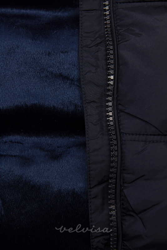 Temno modra zimska prešita bunda