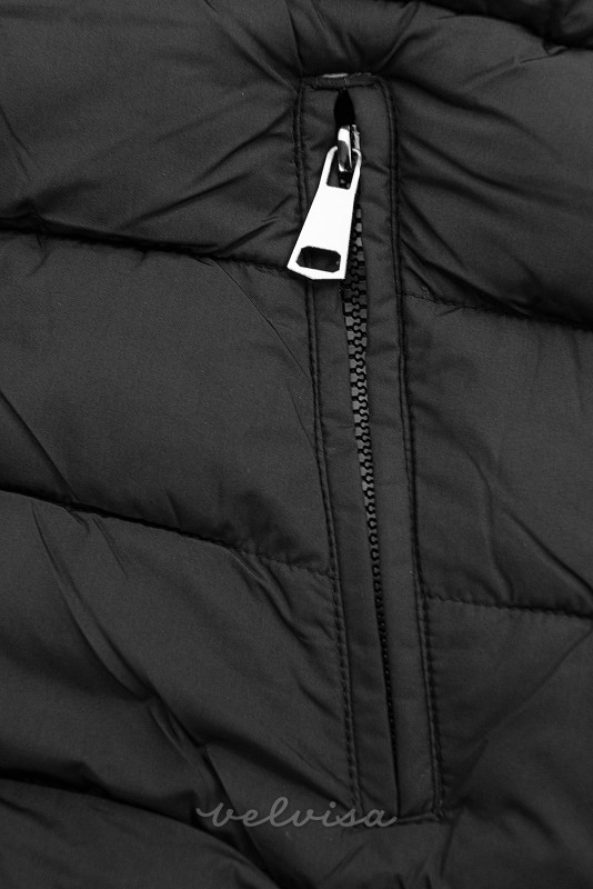 Obojestranska zimska jakna s krznom olivnozelena/črna