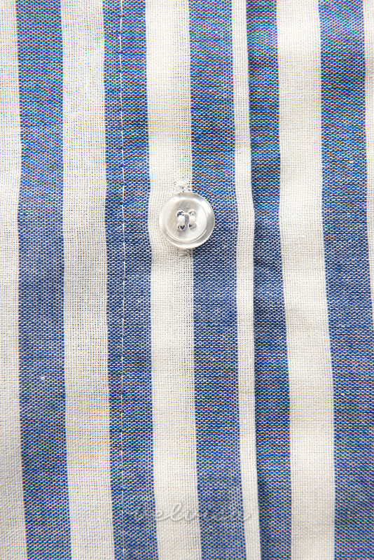 Bombažna srajčna obleka s progami bela/modra