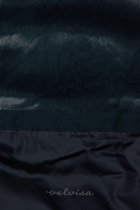Temno modra zimska bunda s pasom