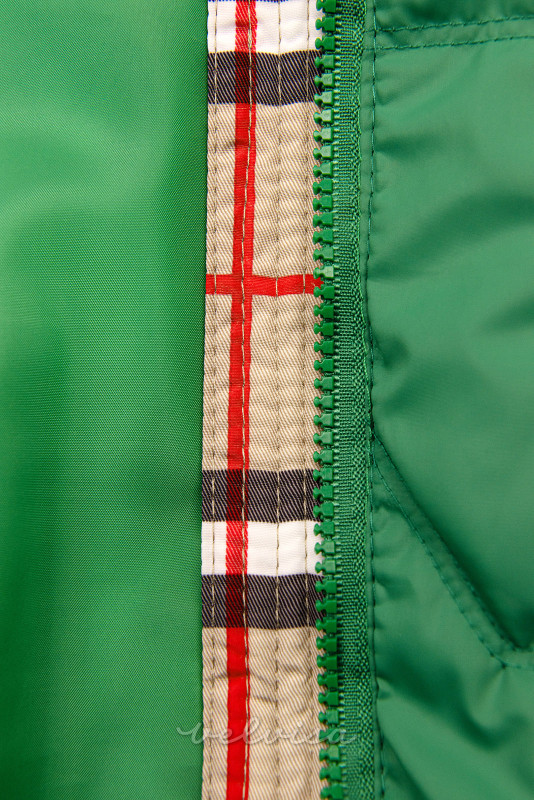 Zelena prehodna jakna s karirasto obrobo