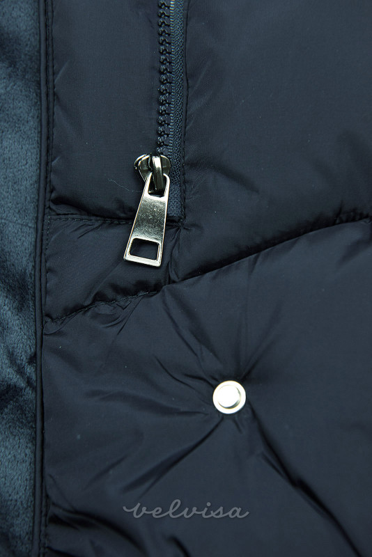 Temno modra zimska bunda z visokim ovratnikom