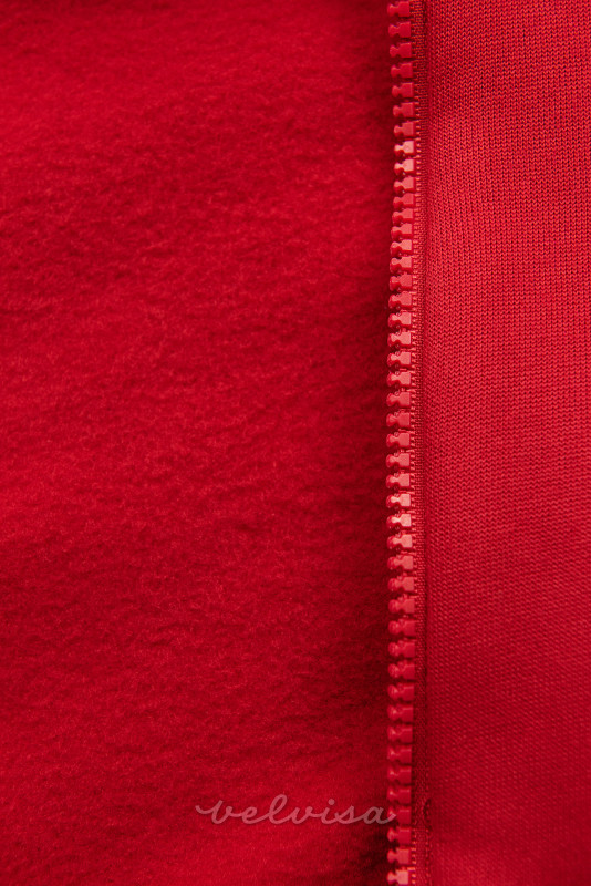 Rdeča dolga jopica, krojena asimetrično