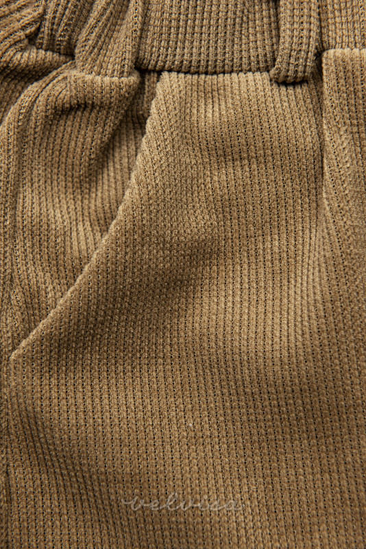 Rjave udobne hlače z elastiko v pasu