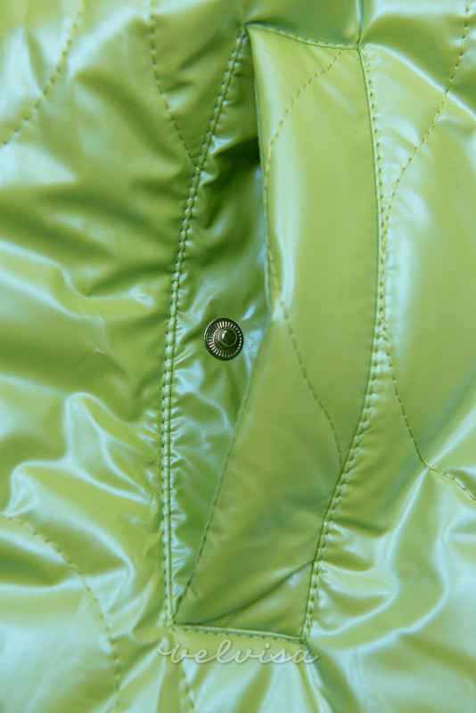 Jabolčno zelena lesketajoča jakna s kapuco