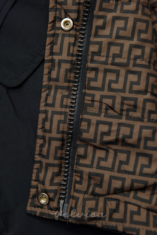 Temno modra/rjava obojestranska prehodna jakna