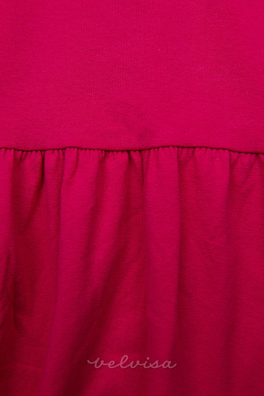 Rožnata bombažna obleka v A-kroju
