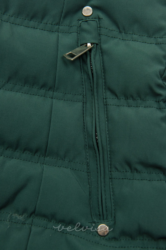 Zelena zimska jakna s sivim plišem