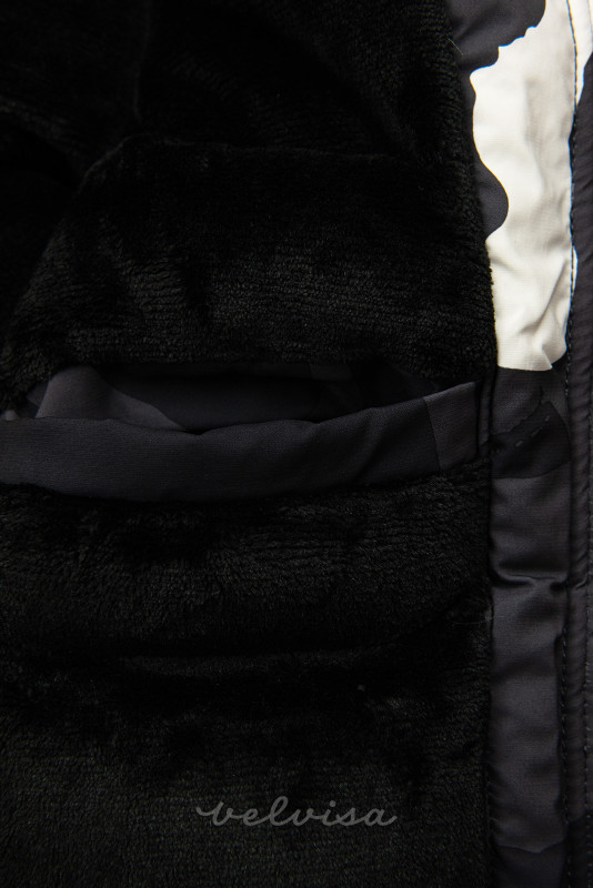 Črna jakna s podlogo z maskirnim vzorcem