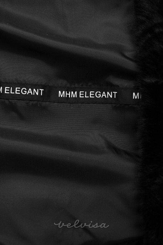 Črna prešita zimska bunda z nastavljivo širino pasu