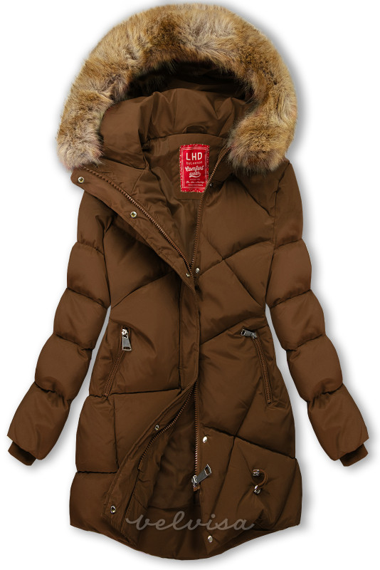 Rjava zimska jakna s kapuco
