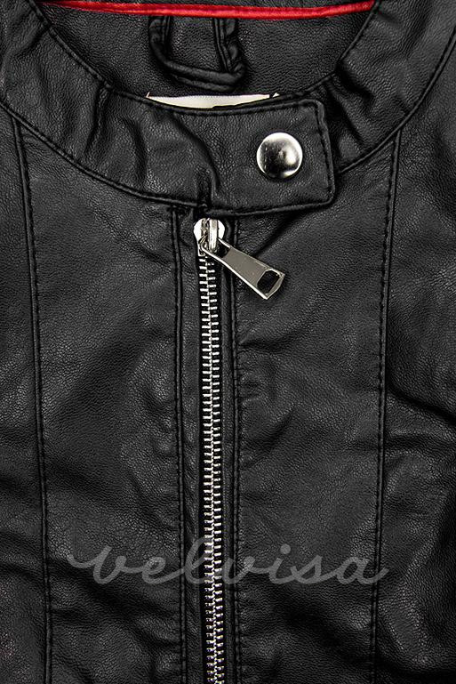Črna jakna iz umetnega usnja