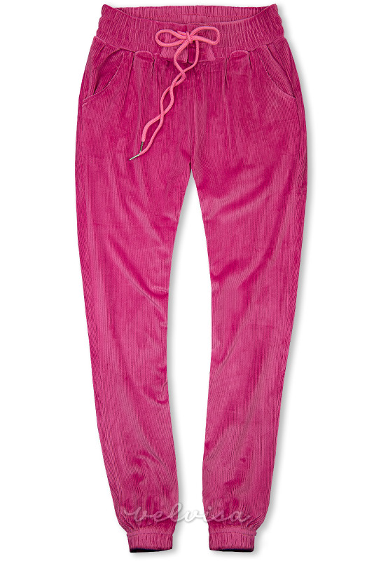 Rožnate hlače z zavezovanjem v pasu