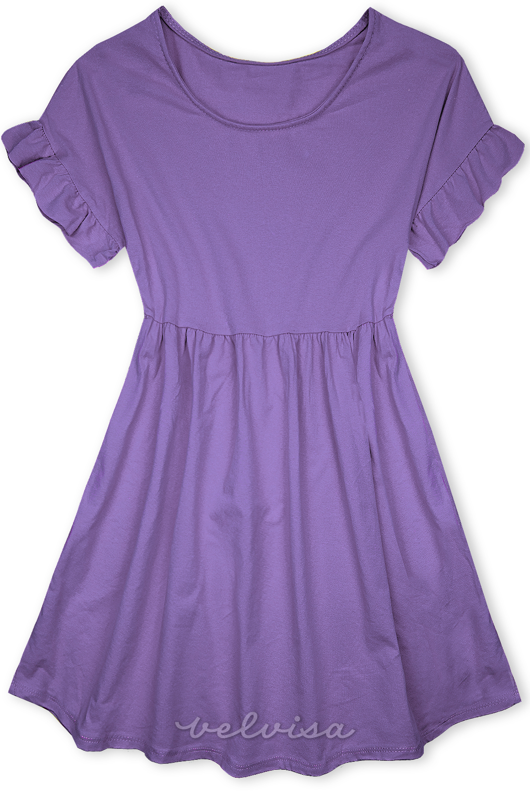 Vijoličasta bombažna obleka v A-kroju